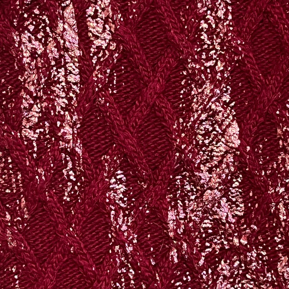 ANTHROPOLOGIE Knit Skirt, beautiful burgundy and silver, size small - Picture 2 of 4